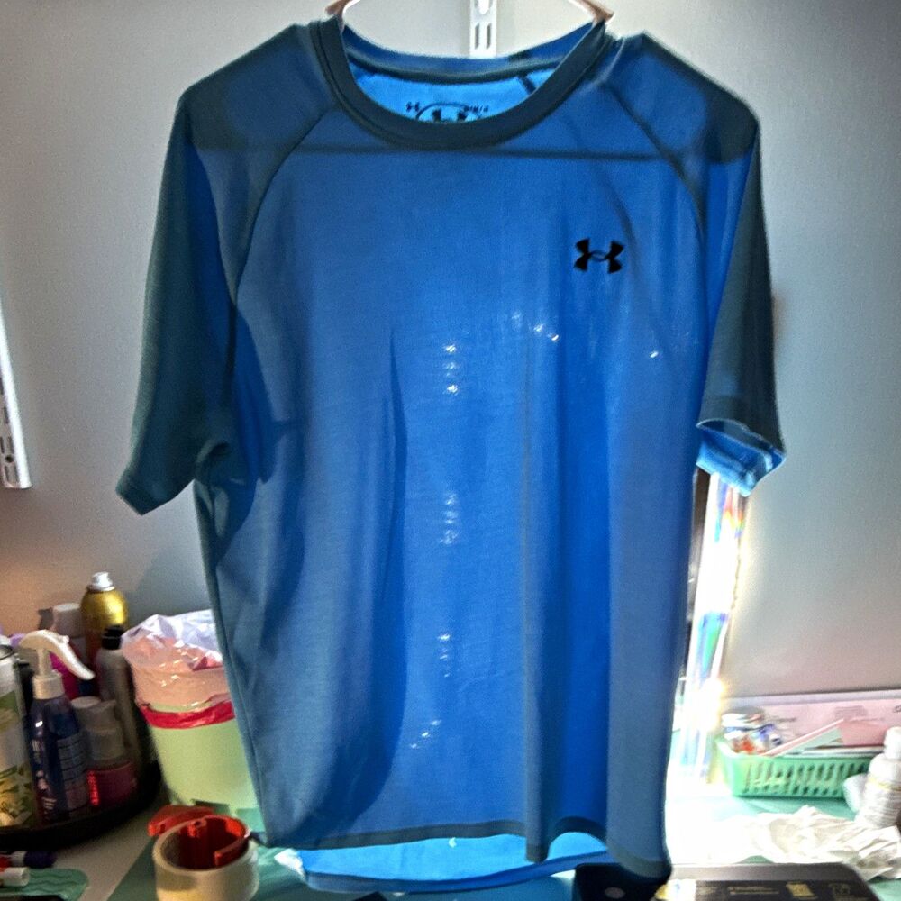 Men’s Under Armour Tech Tee T-Shirt M Blue Relaxed Fit Lightweight Poly